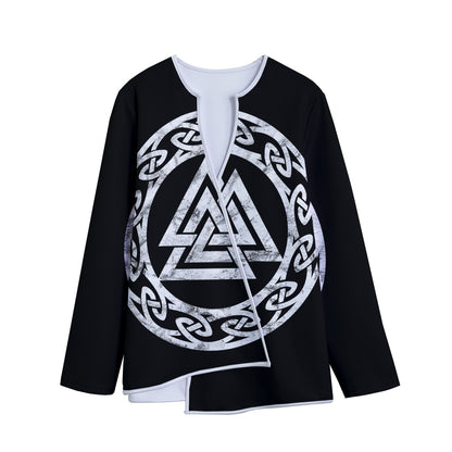 Viking Valhalla Symbol Print Long Sleeve Short Coat