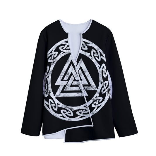 Viking Valhalla Symbol Print Long Sleeve Short Coat