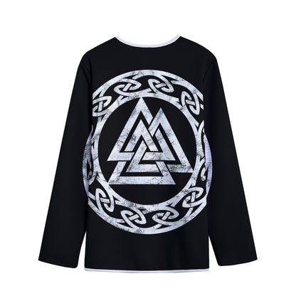Viking Valhalla Symbol Print Long Sleeve Short Coat