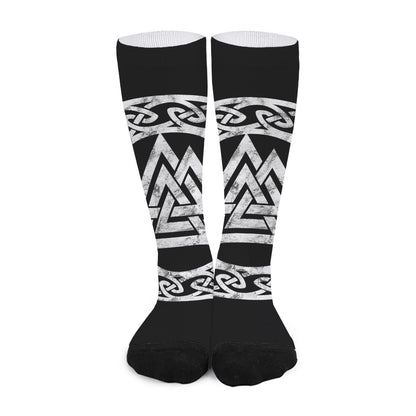 Viking Valhalla Symbol Print Long Socks