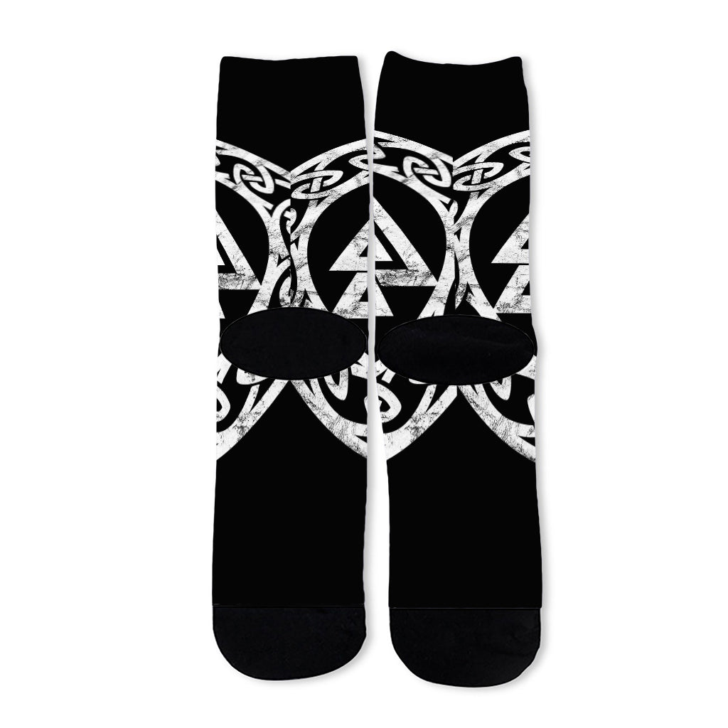 Viking Valhalla Symbol Print Long Socks