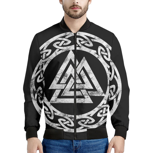 Viking Valhalla Symbol Print Men's Bomber Jacket