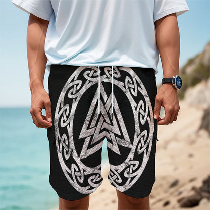 Viking Valhalla Symbol Print Men's Cargo Shorts