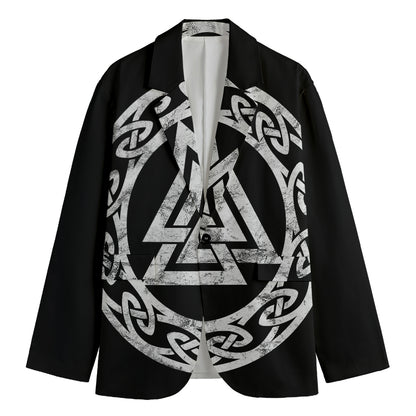 Viking Valhalla Symbol Print Men's Cotton Blazer