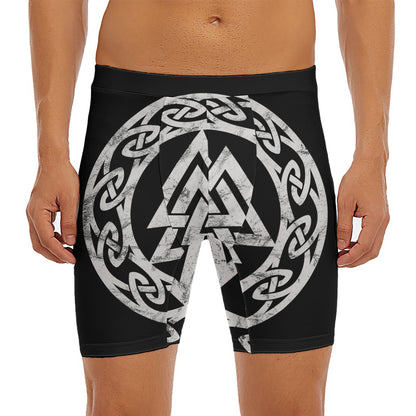 Viking Valhalla Symbol Print Men's Long Boxer Briefs