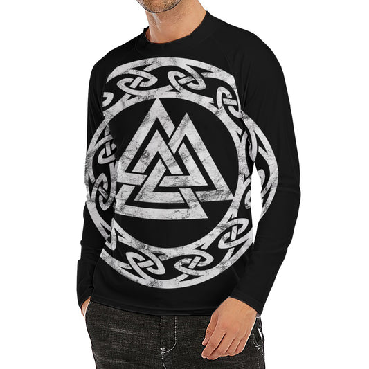 Viking Valhalla Symbol Print Men's Long Sleeve Rash Guard
