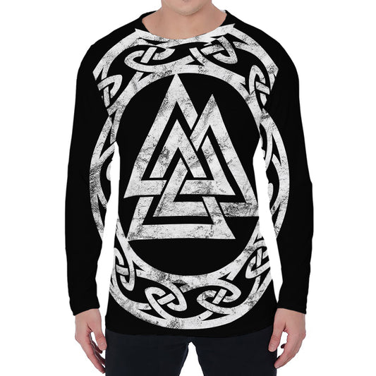 Viking Valhalla Symbol Print Men's Long Sleeve T-Shirt