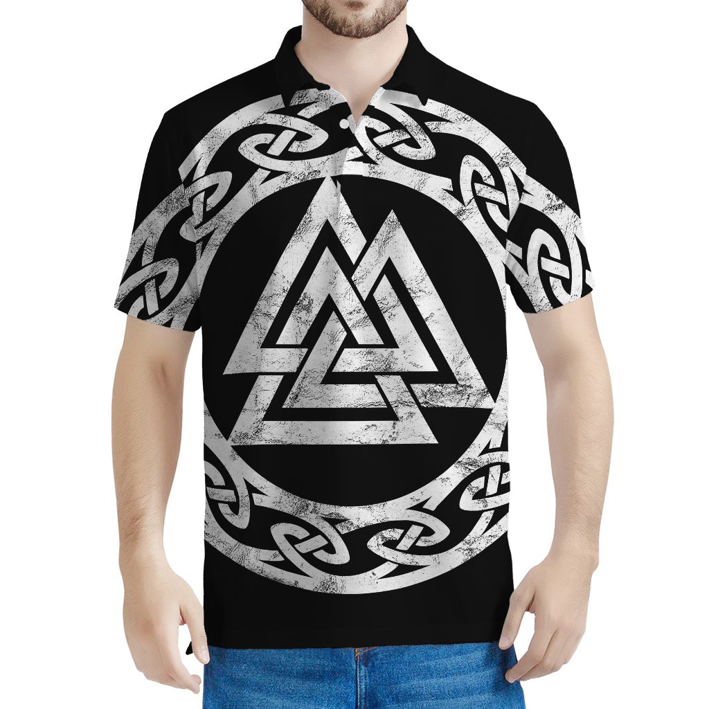 Viking Valhalla Symbol Print Men's Polo Shirt