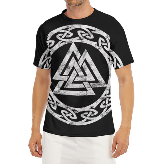 Viking Valhalla Symbol Print Men's Short Sleeve Rash Guard