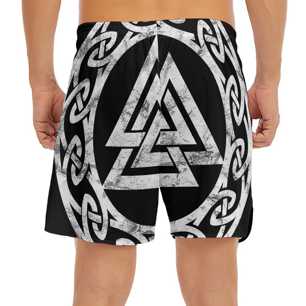 Viking Valhalla Symbol Print Men's Split Running Shorts