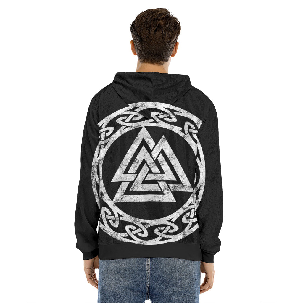 Viking Valhalla Symbol Print Men's Velvet Pullover Hoodie