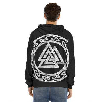 Viking Valhalla Symbol Print Men's Velvet Pullover Hoodie