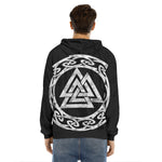 Viking Valhalla Symbol Print Men's Velvet Pullover Hoodie