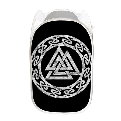 Viking Valhalla Symbol Print Mesh Laundry Hamper