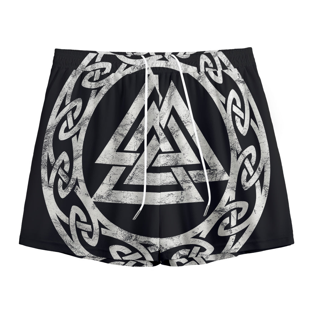 Viking Valhalla Symbol Print Mesh Shorts