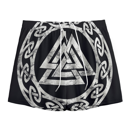 Viking Valhalla Symbol Print Mesh Shorts