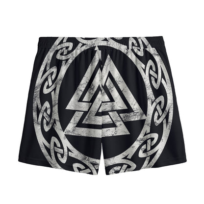 Viking Valhalla Symbol Print Mesh Shorts