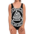 Viking Valhalla Symbol Print One Piece Swimsuit