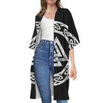 Viking Valhalla Symbol Print Open Front Beach Cover Up