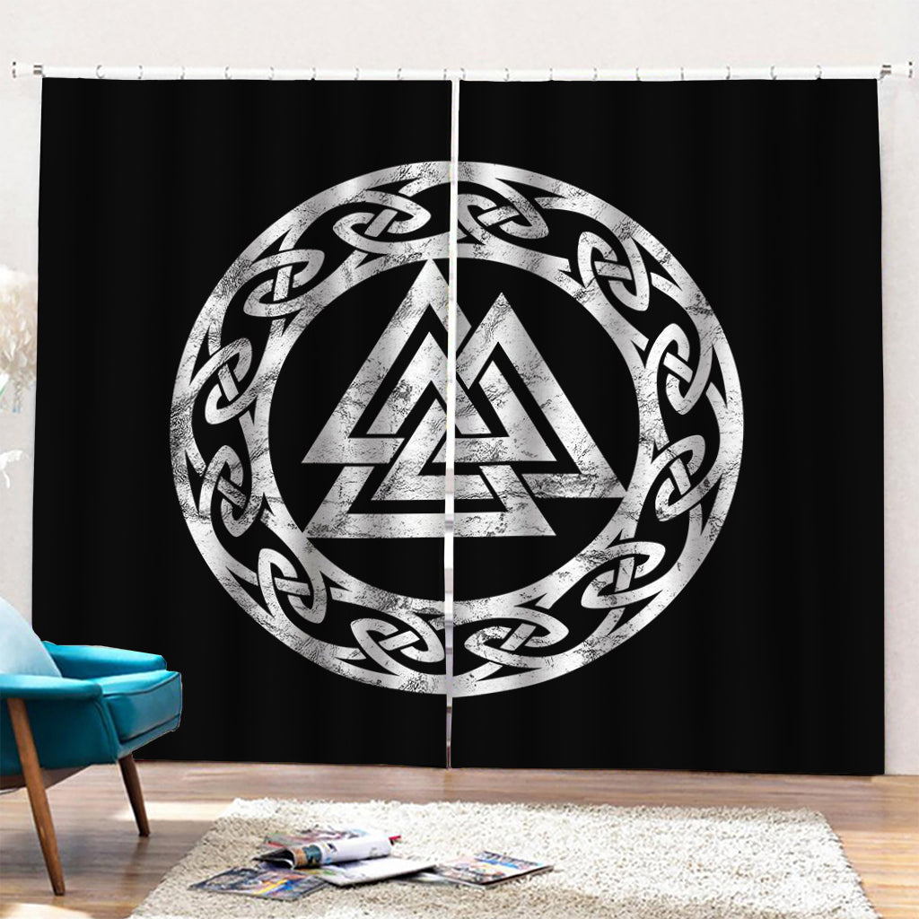 Viking Valhalla Symbol Print Pencil Pleat Curtains