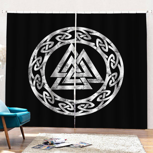 Viking Valhalla Symbol Print Pencil Pleat Curtains