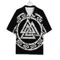 Viking Valhalla Symbol Print Rayon Hawaiian Shirt