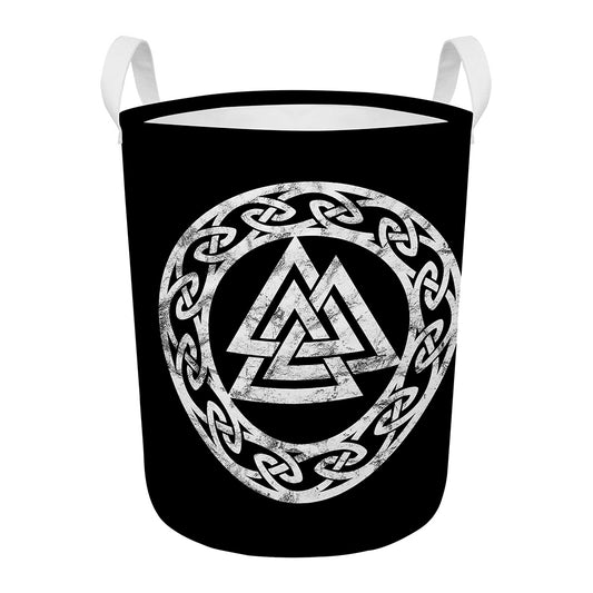 Viking Valhalla Symbol Print Round Laundry Basket
