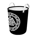 Viking Valhalla Symbol Print Round Laundry Basket