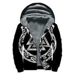 Viking Valhalla Symbol Print Sherpa Lined Zip Up Hoodie