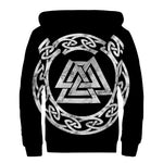 Viking Valhalla Symbol Print Sherpa Lined Zip Up Hoodie