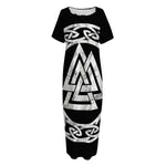 Viking Valhalla Symbol Print Short Sleeve Long Nightdress