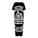 Viking Valhalla Symbol Print Short Sleeve Long Nightdress