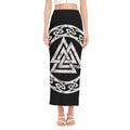 Viking Valhalla Symbol Print Side Slit Maxi Skirt