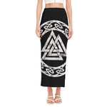 Viking Valhalla Symbol Print Side Slit Maxi Skirt
