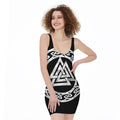 Viking Valhalla Symbol Print Sleeveless Bodycon Dress