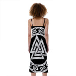 Viking Valhalla Symbol Print Slim Fit Midi Cami Dress