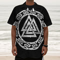 Viking Valhalla Symbol Print Textured Short Sleeve Shirt