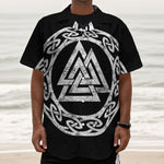 Viking Valhalla Symbol Print Textured Short Sleeve Shirt