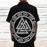 Viking Valhalla Symbol Print Textured Short Sleeve Shirt