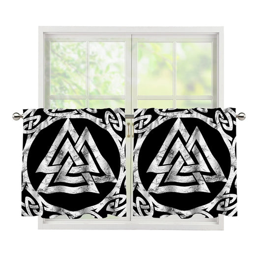 Viking Valhalla Symbol Print Tier Curtains