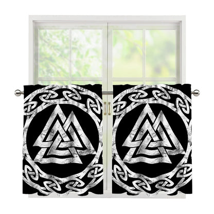 Viking Valhalla Symbol Print Tier Curtains