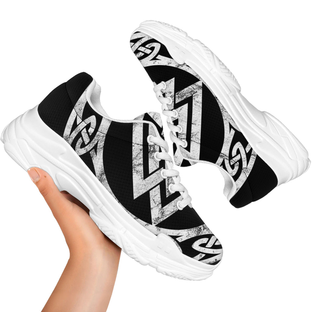 Viking Valhalla Symbol Print White Chunky Shoes