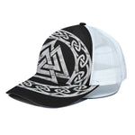 Viking Valhalla Symbol Print White Mesh Trucker Cap