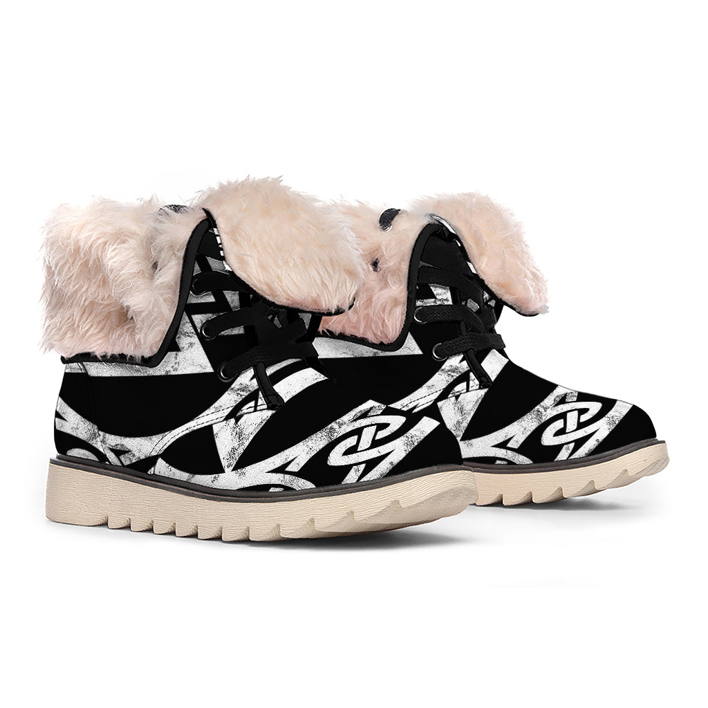 Viking Valhalla Symbol Print Winter Boots
