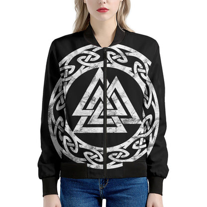 Viking Valhalla Symbol Print Women's Bomber Jacket