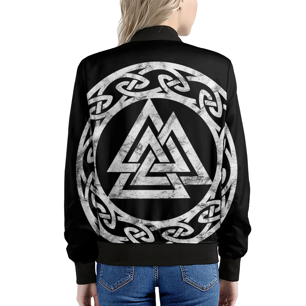 Viking Valhalla Symbol Print Women's Bomber Jacket