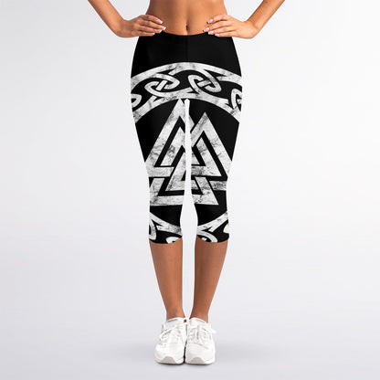 Viking Valhalla Symbol Print Women's Capri Leggings