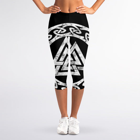 Viking Valhalla Symbol Print Women's Capri Leggings