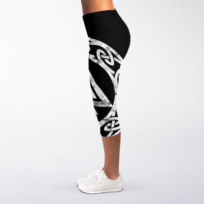 Viking Valhalla Symbol Print Women's Capri Leggings