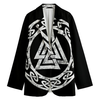 Viking Valhalla Symbol Print Women's Cotton Blazer